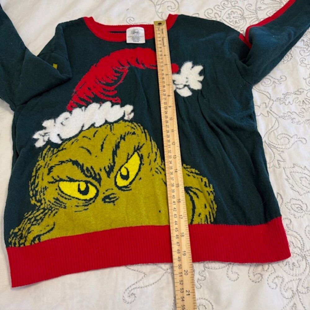 Dr. Seuss The Grinch Ugly Christmas Sweater,  Junior Sz Medium “Naughty” - Picture 9 of 10